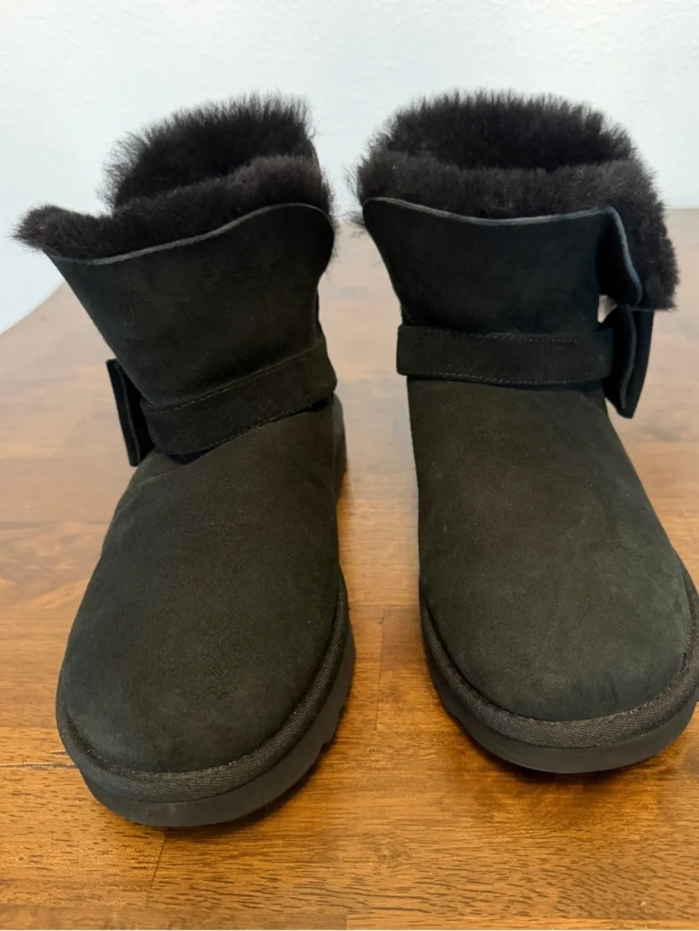 UGG Black Classic Suede Mini Bow Boots